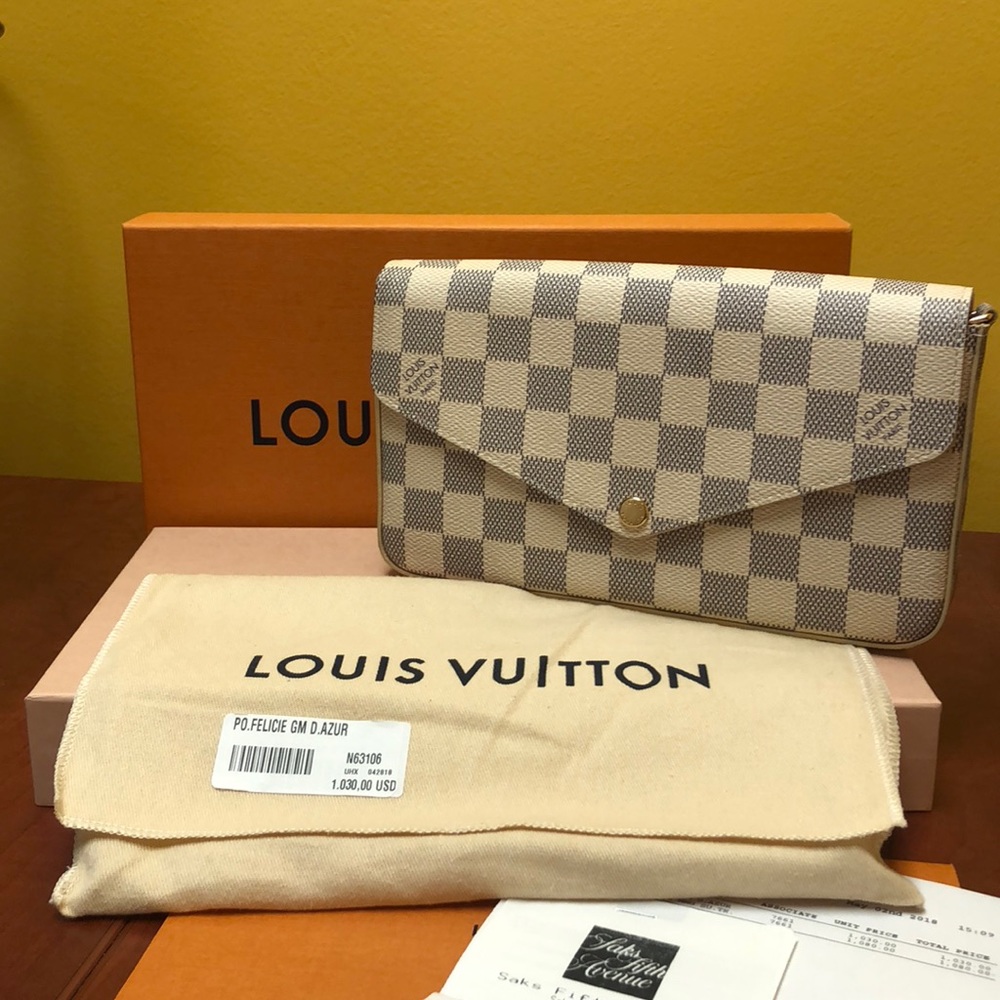 *SOLD*Louis Vuitton pochette felicie damier azur - Picture 1 of 8